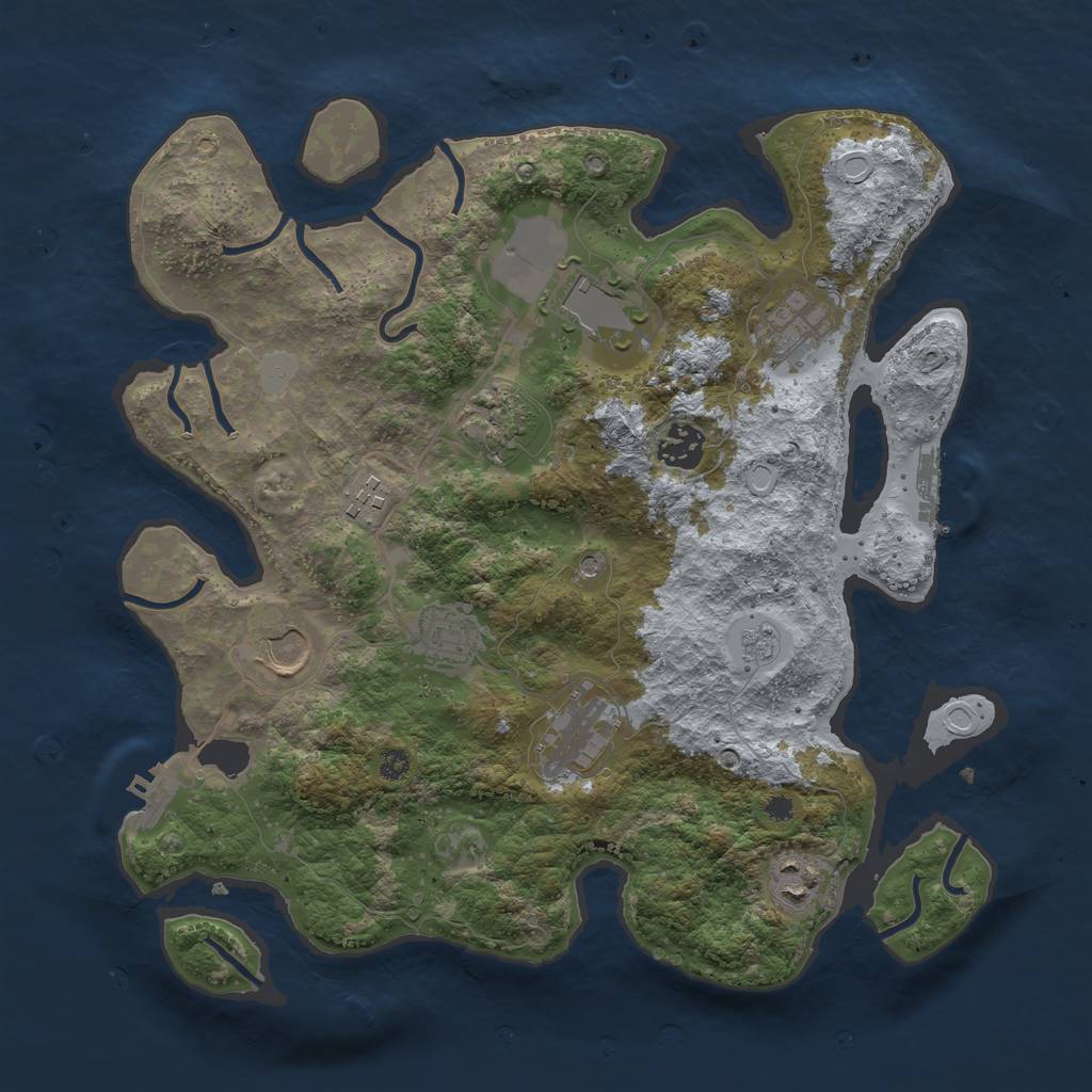 Rust Map: Procedural Map, Size: 3500, Seed: 1043694551, 18 Monuments