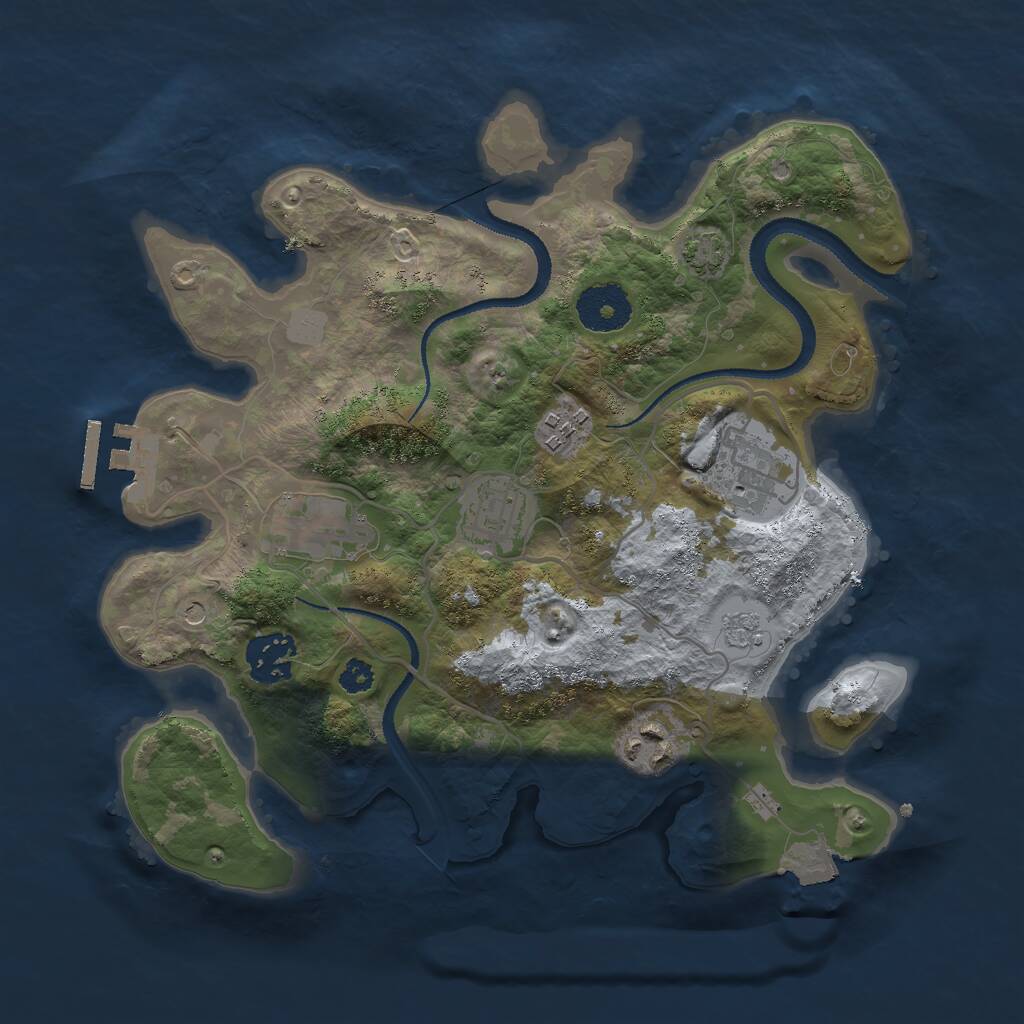 Rust Map: Procedural Map, Size: 3000, Seed: 1976503495, 11 Monuments