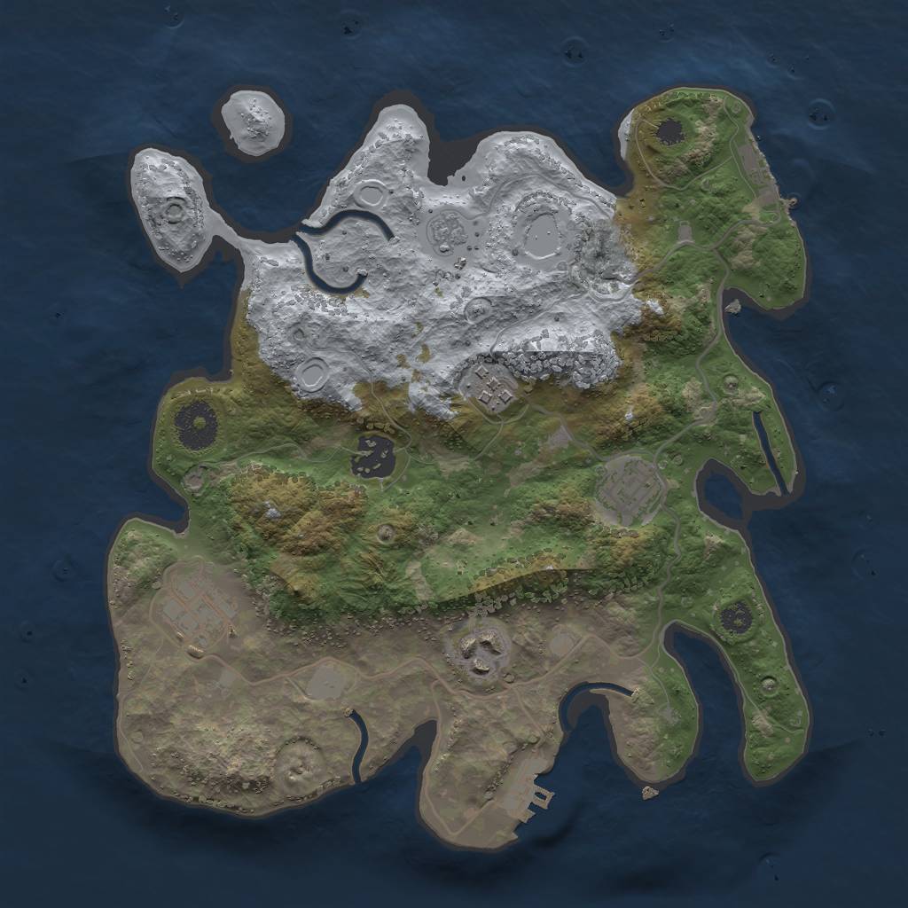 Rust Map: Procedural Map, Size: 3000, Seed: 874038637, 13 Monuments