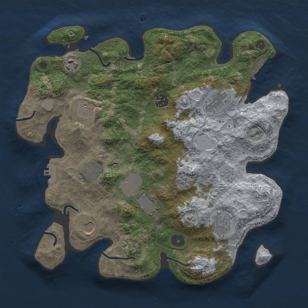 Rust Map: Procedural Map, Size: 3500, Seed: 1070323625, 17 Monuments