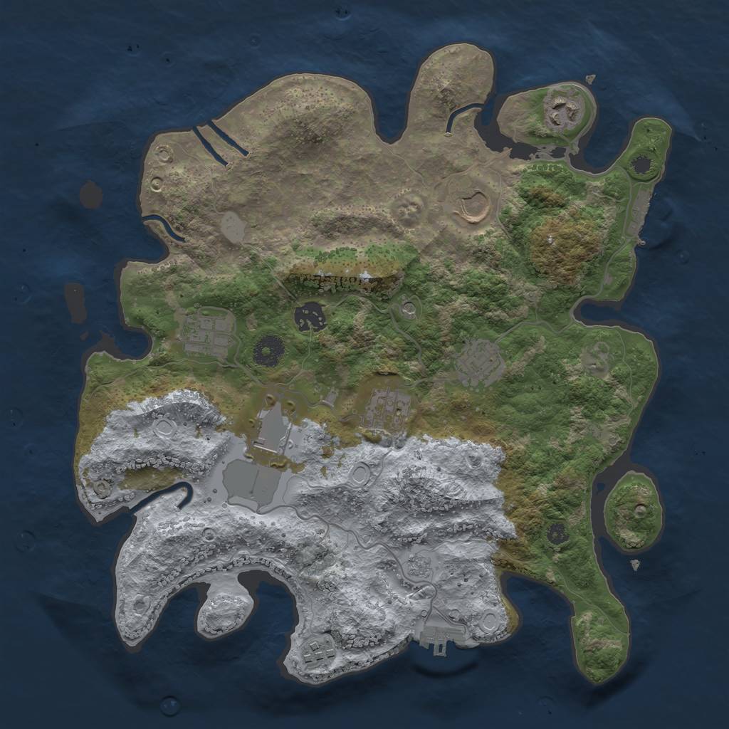 Rust Map: Procedural Map, Size: 3500, Seed: 719166959, 17 Monuments
