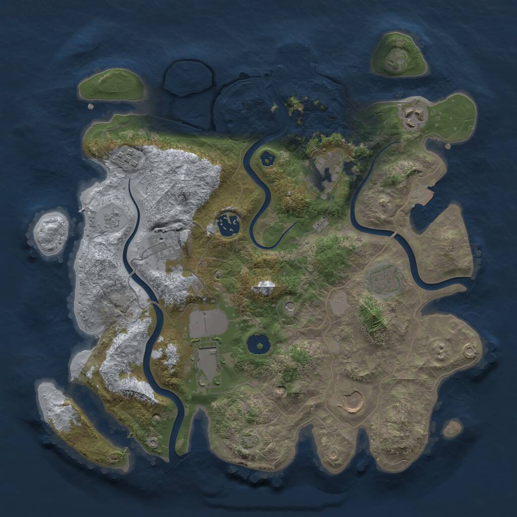 Rust Map: Procedural Map, Size: 3500, Seed: 121239, 13 Monuments