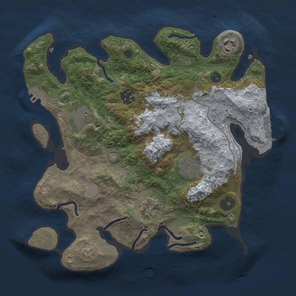 Rust Map: Procedural Map, Size: 3000, Seed: 863473522, 14 Monuments