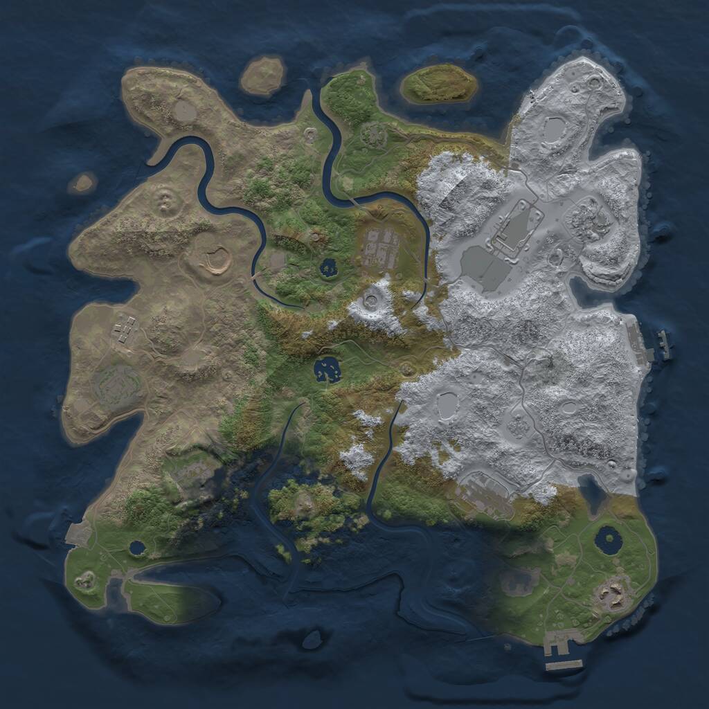 Rust Map: Procedural Map, Size: 3900, Seed: 264, 16 Monuments