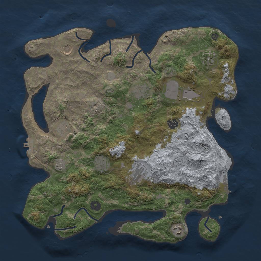 Rust Map: Procedural Map, Size: 3750, Seed: 253180080, 19 Monuments