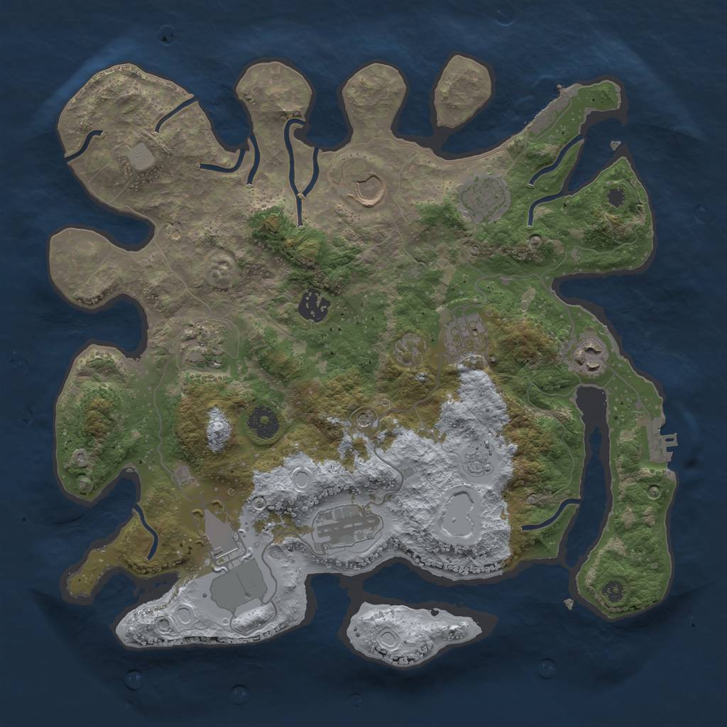 Rust Map: Procedural Map, Size: 3500, Seed: 32637762, 17 Monuments