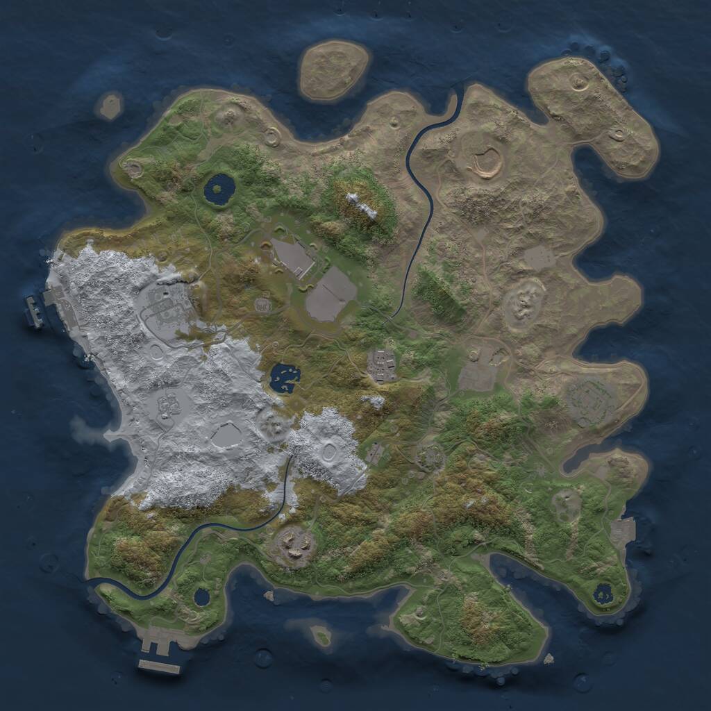 Rust Map: Procedural Map, Size: 3500, Seed: 106925609, 13 Monuments