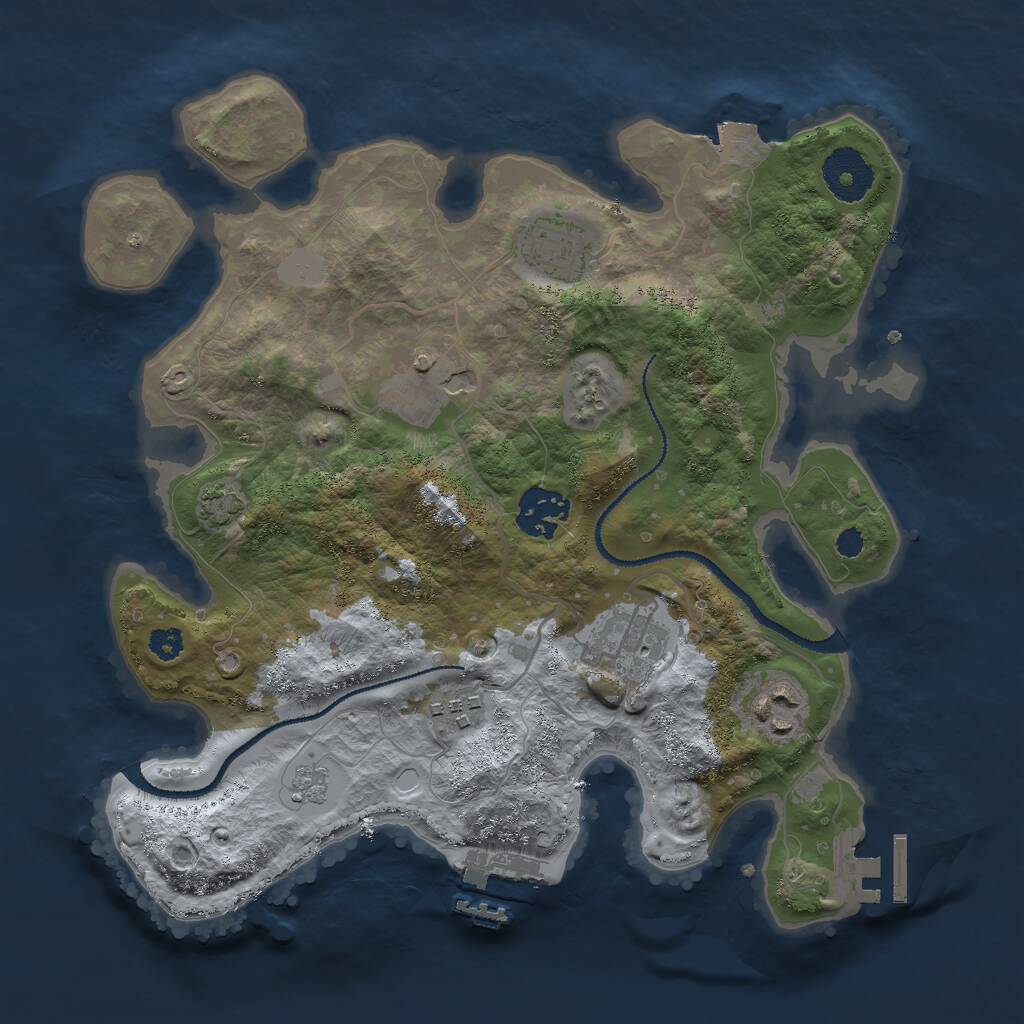 Rust Map: Procedural Map, Size: 3000, Seed: 845997705, 11 Monuments
