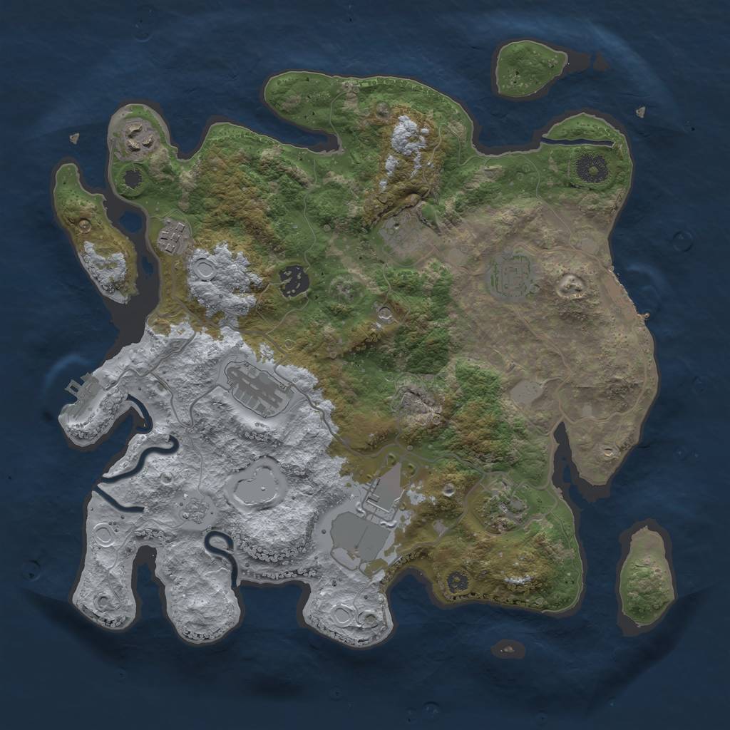 Rust Map: Procedural Map, Size: 3500, Seed: 66814426, 17 Monuments