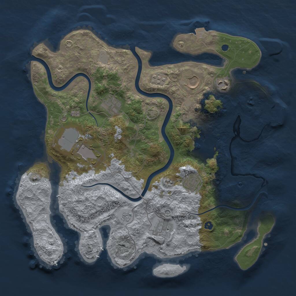 Rust Map: Procedural Map, Size: 3500, Seed: 4528, 13 Monuments