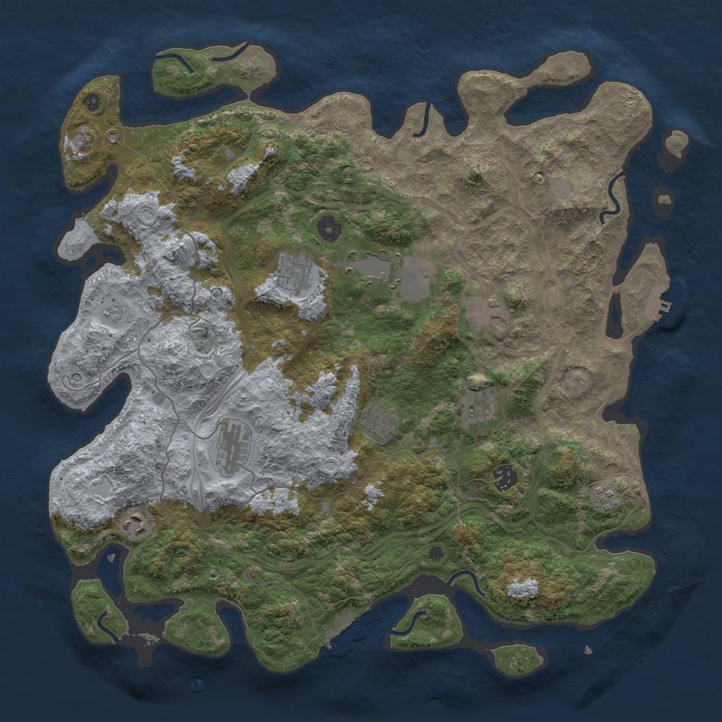 Rust Map: Procedural Map, Size: 4300, Seed: 553426041, 18 Monuments