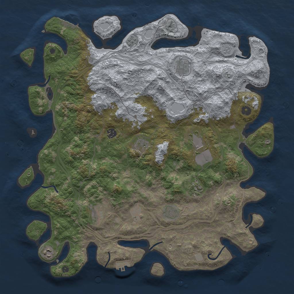 Rust Map: Procedural Map, Size: 4500, Seed: 77202342, 19 Monuments