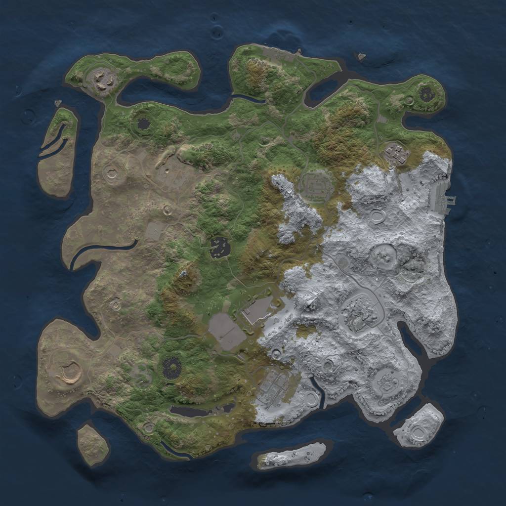 Rust Map: Procedural Map, Size: 3500, Seed: 87836160, 18 Monuments