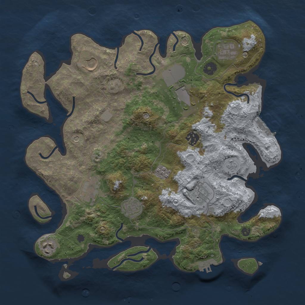 Rust Map: Procedural Map, Size: 3500, Seed: 55805889, 18 Monuments