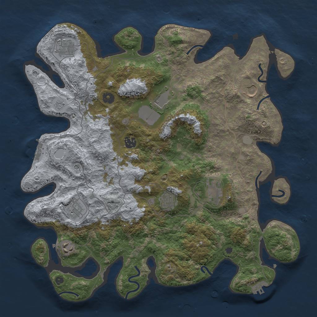 Rust Map: Procedural Map, Size: 4000, Seed: 36134, 17 Monuments