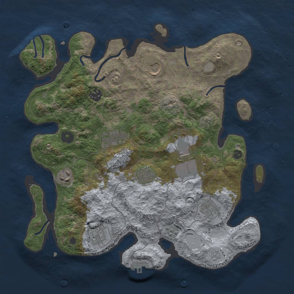 Rust Map: Procedural Map, Size: 3500, Seed: 1477, 17 Monuments