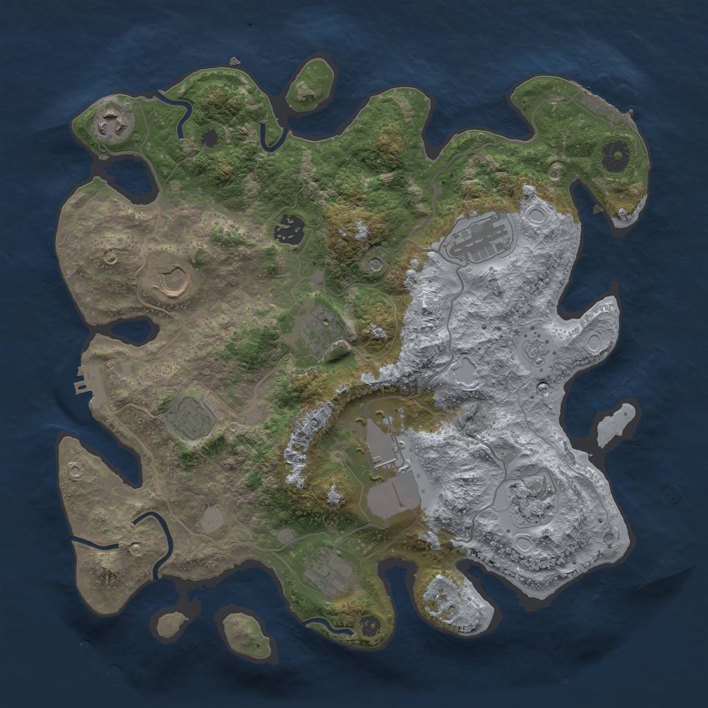 Rust Map: Procedural Map, Size: 3500, Seed: 744941889, 18 Monuments