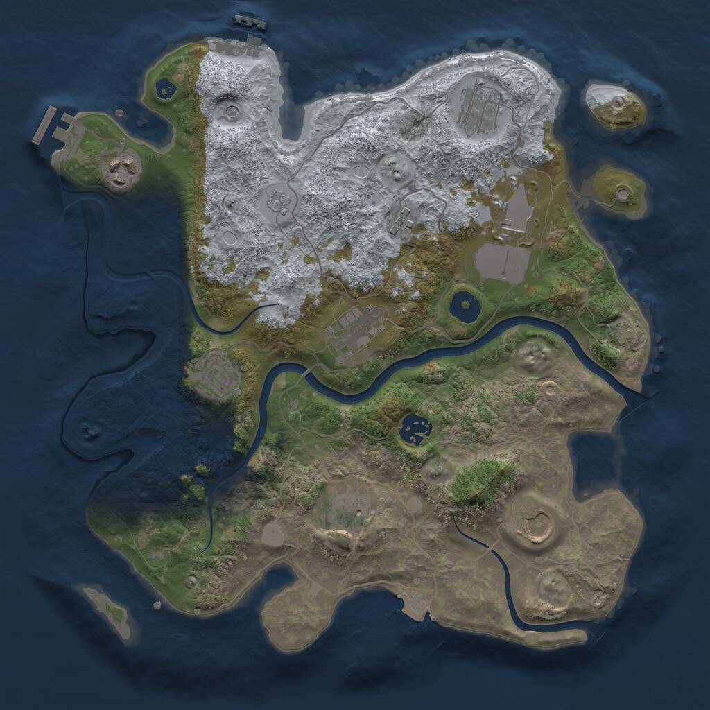 Rust Map: Procedural Map, Size: 3500, Seed: 827555686, 15 Monuments