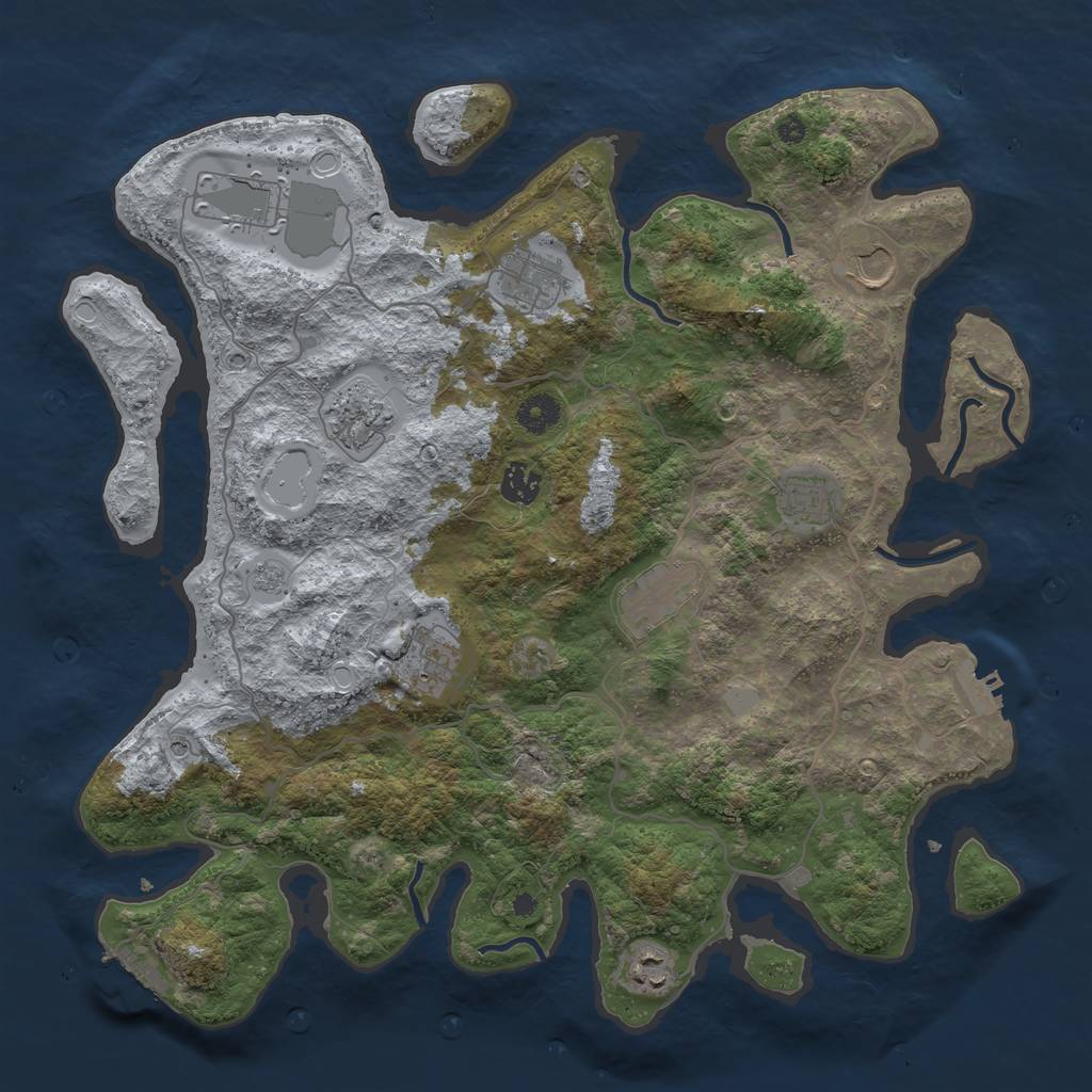 Rust Map: Procedural Map, Size: 4000, Seed: 1950941495, 18 Monuments