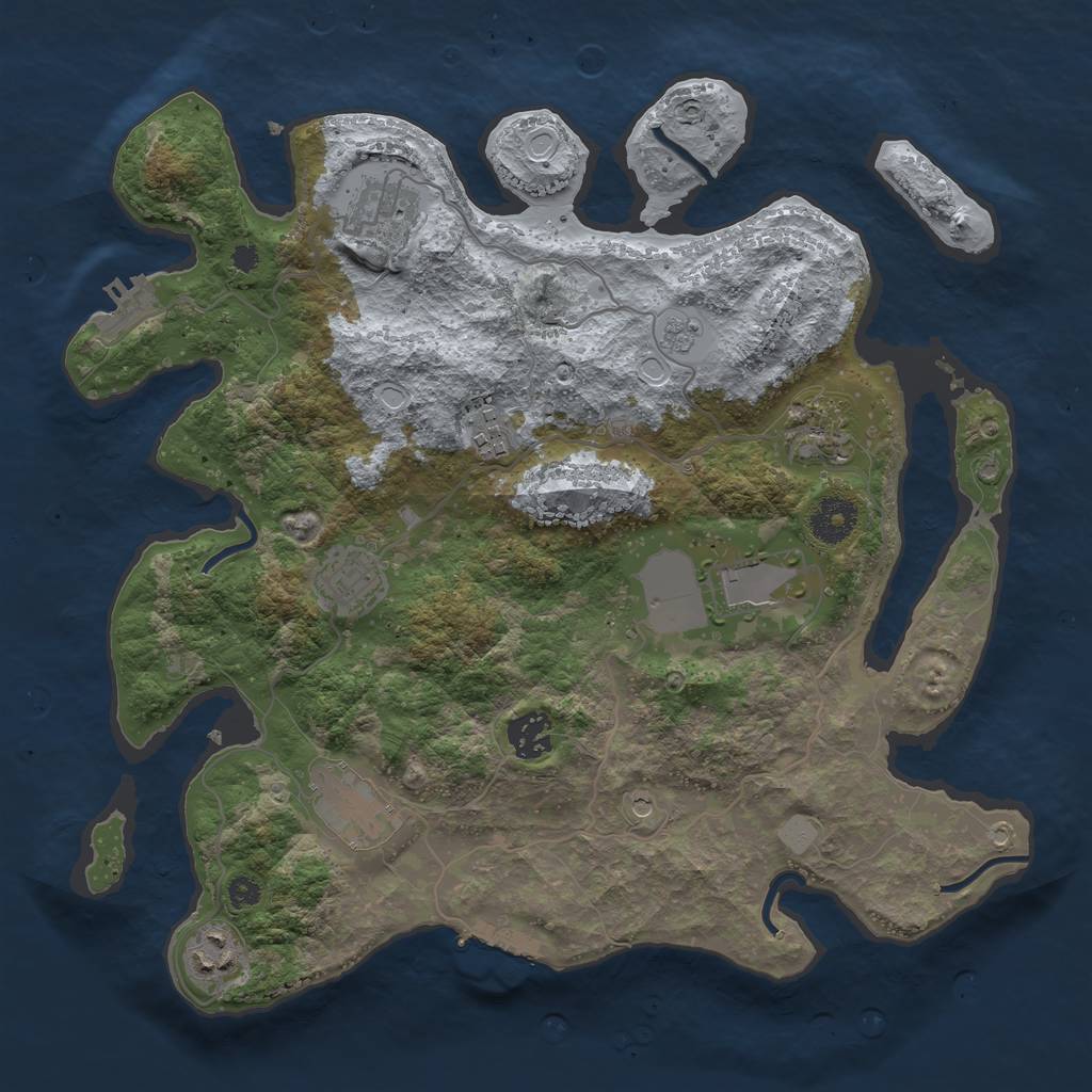 Rust Map: Procedural Map, Size: 3500, Seed: 74725895, 17 Monuments