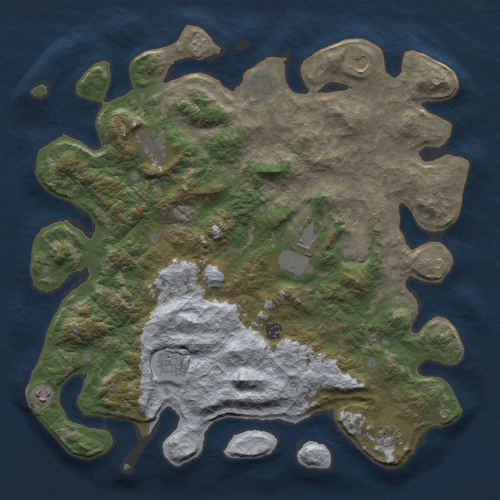 Rust Map: Barren, Size: 4500, Seed: 2543, 13 Monuments