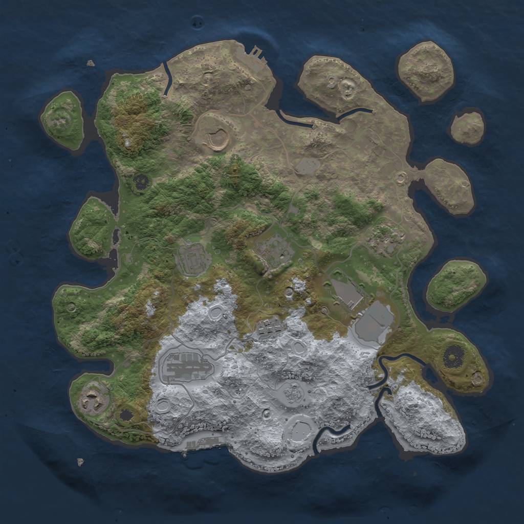 Rust Map: Procedural Map, Size: 3500, Seed: 45870293, 16 Monuments