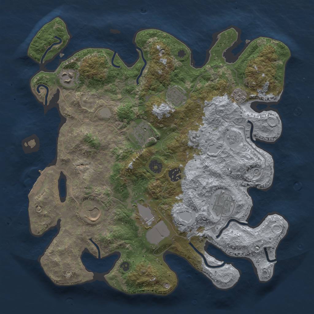 Rust Map: Procedural Map, Size: 3500, Seed: 752608271, 16 Monuments