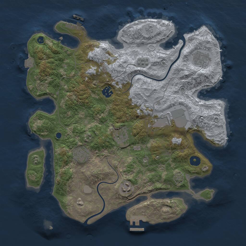 Rust Map: Procedural Map, Size: 3500, Seed: 414214, 13 Monuments