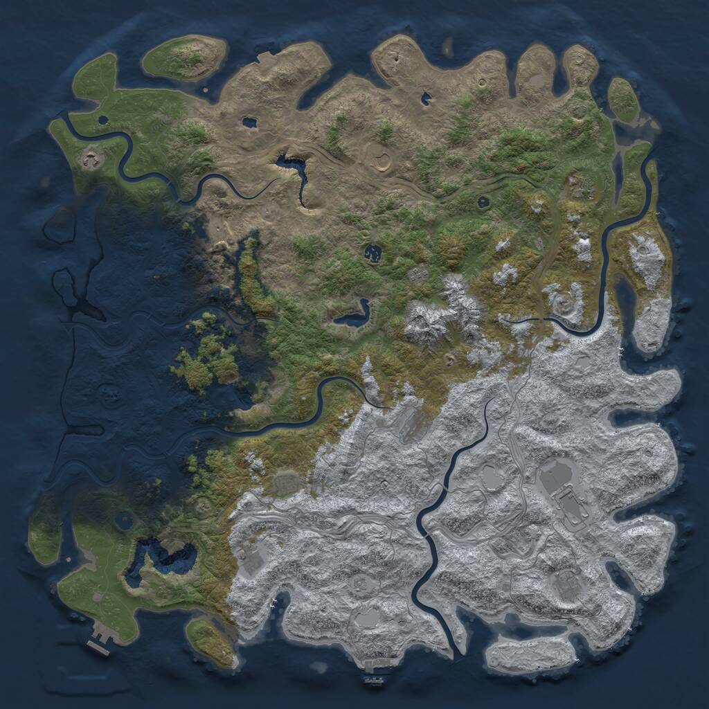 Rust Map: Procedural Map, Size: 6000, Seed: 1356643644, 17 Monuments