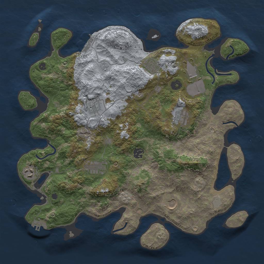 Rust Map: Procedural Map, Size: 3750, Seed: 854542419, 18 Monuments