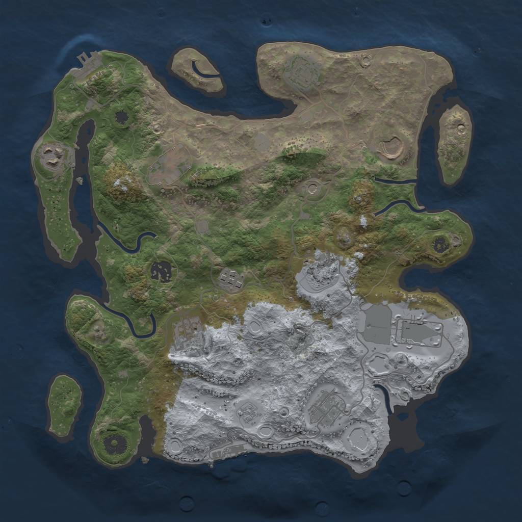 Rust Map: Procedural Map, Size: 3500, Seed: 863532018, 19 Monuments