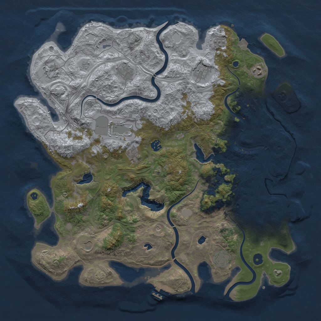 Rust Map: Procedural Map, Size: 4500, Seed: 24071, 16 Monuments