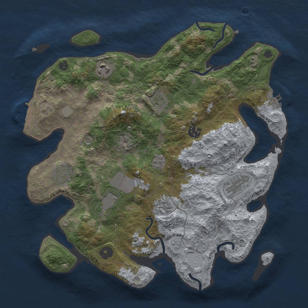 Rust Map: Procedural Map, Size: 3500, Seed: 690311048, 17 Monuments