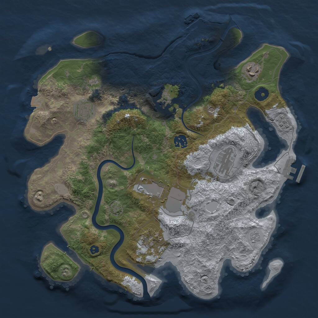 Rust Map: Procedural Map, Size: 3500, Seed: 690311048, 14 Monuments