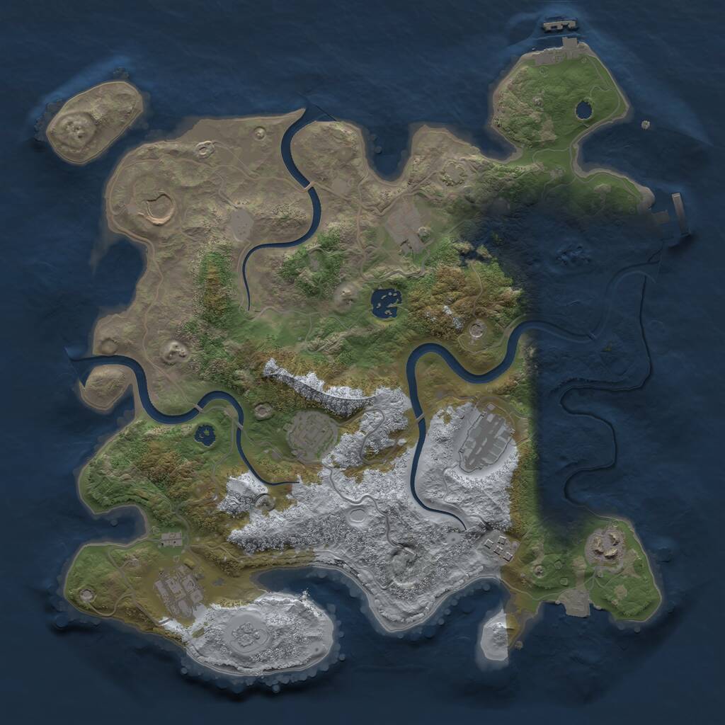 Rust Map: Procedural Map, Size: 3500, Seed: 56060, 14 Monuments