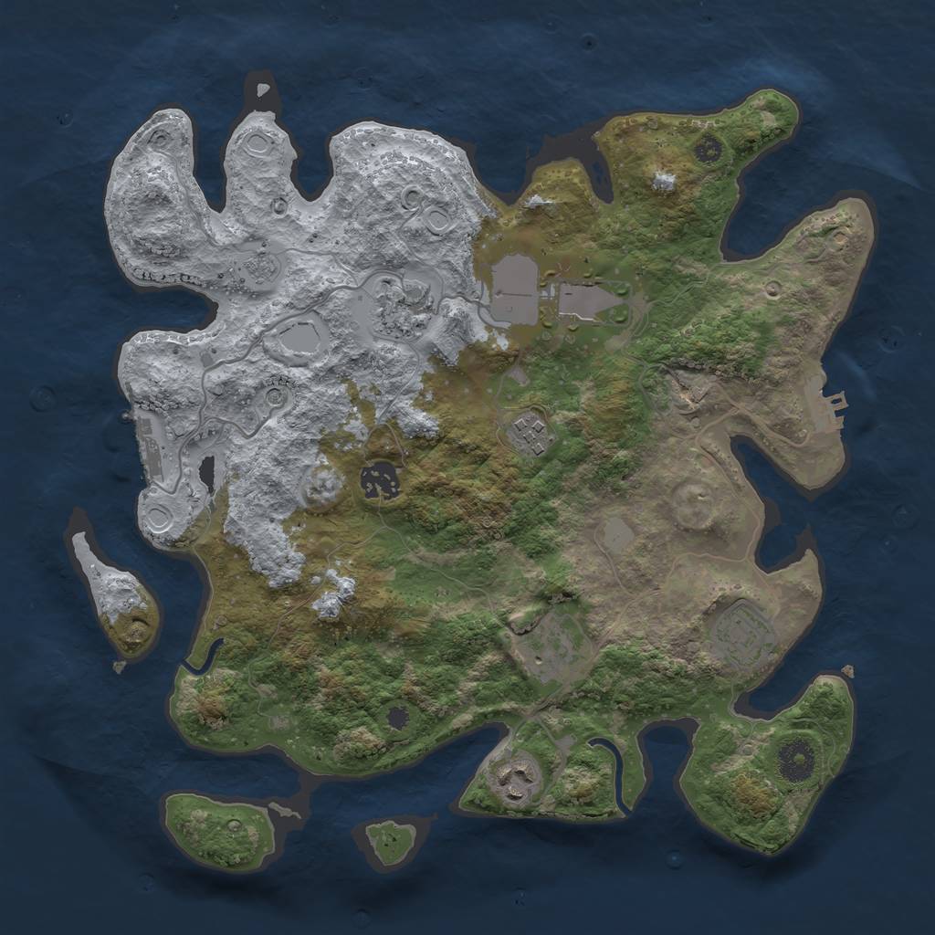 Rust Map: Procedural Map, Size: 3500, Seed: 6015, 14 Monuments