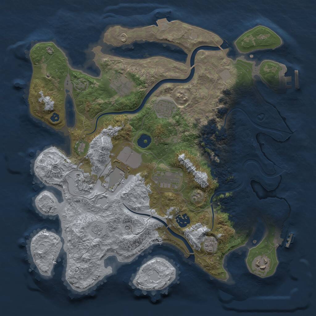 Rust Map: Procedural Map, Size: 3500, Seed: 24414, 14 Monuments