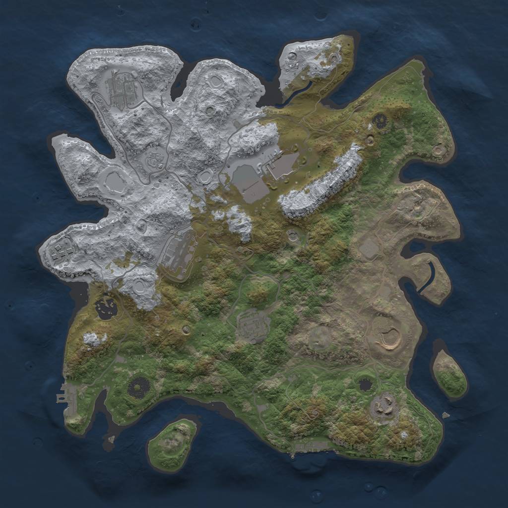 Rust Map: Procedural Map, Size: 3500, Seed: 265201, 17 Monuments