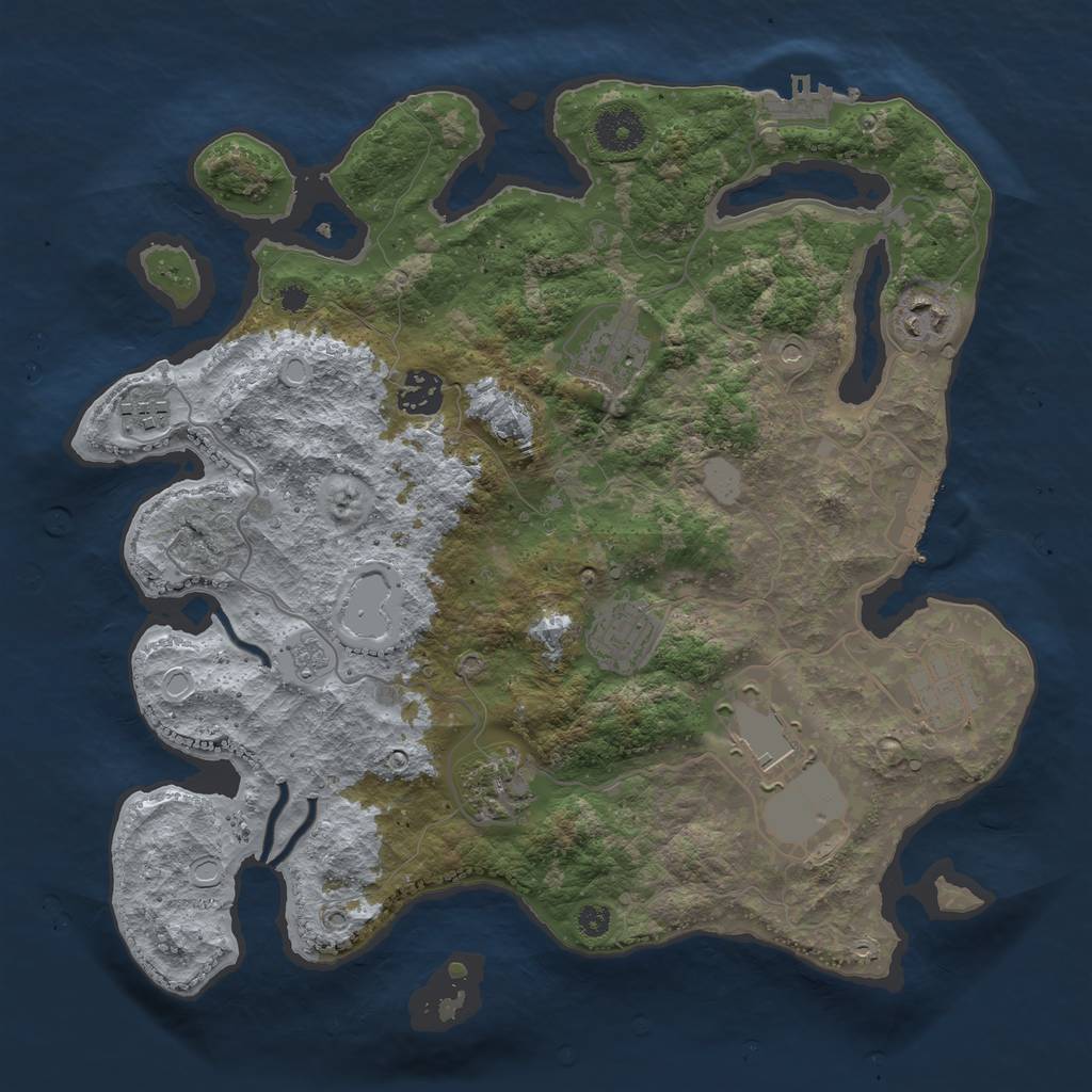 Rust Map: Procedural Map, Size: 3500, Seed: 34882, 17 Monuments
