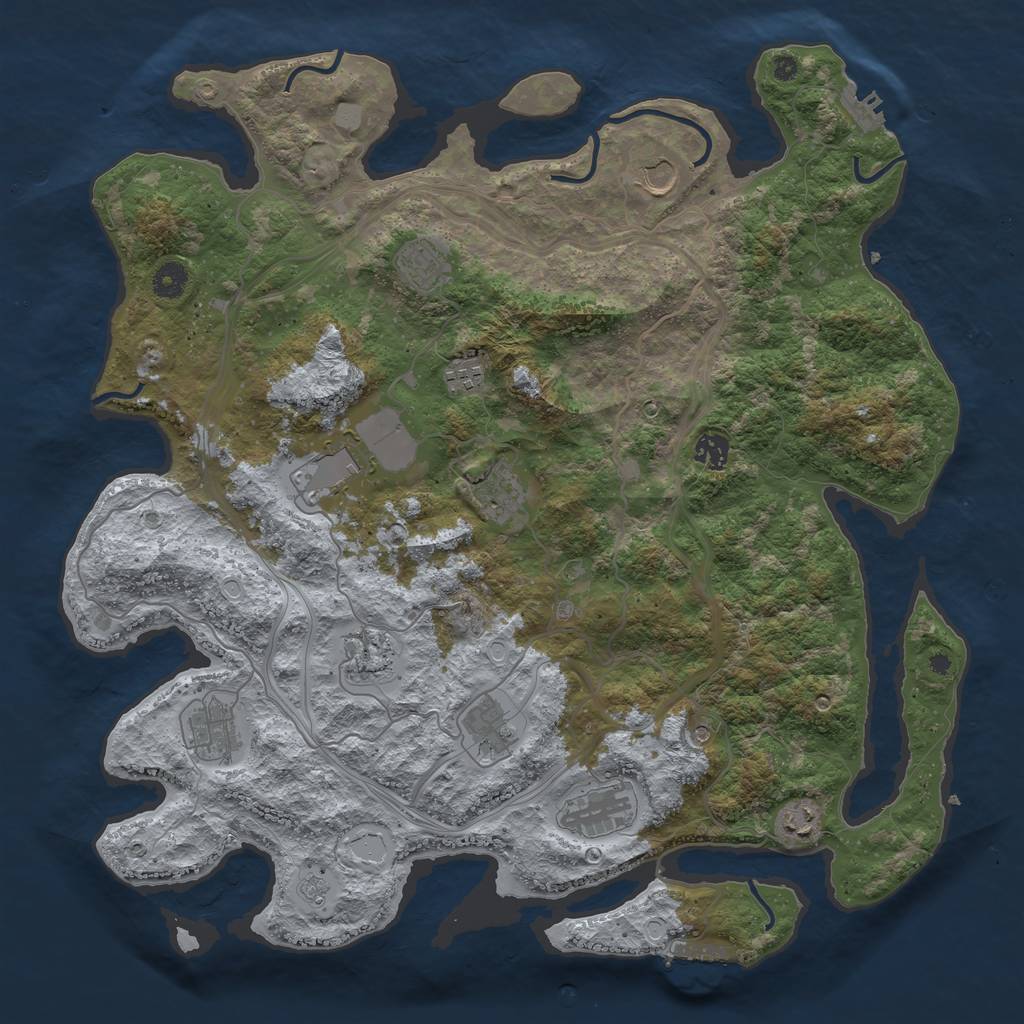 Rust Map: Procedural Map, Size: 4300, Seed: 464486788, 20 Monuments
