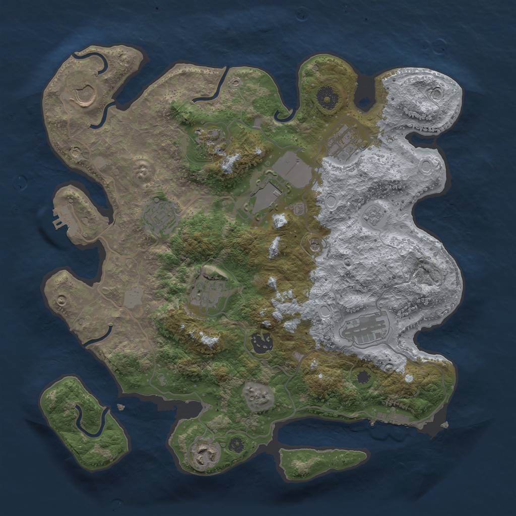 Rust Map: Procedural Map, Size: 3500, Seed: 69089340, 18 Monuments