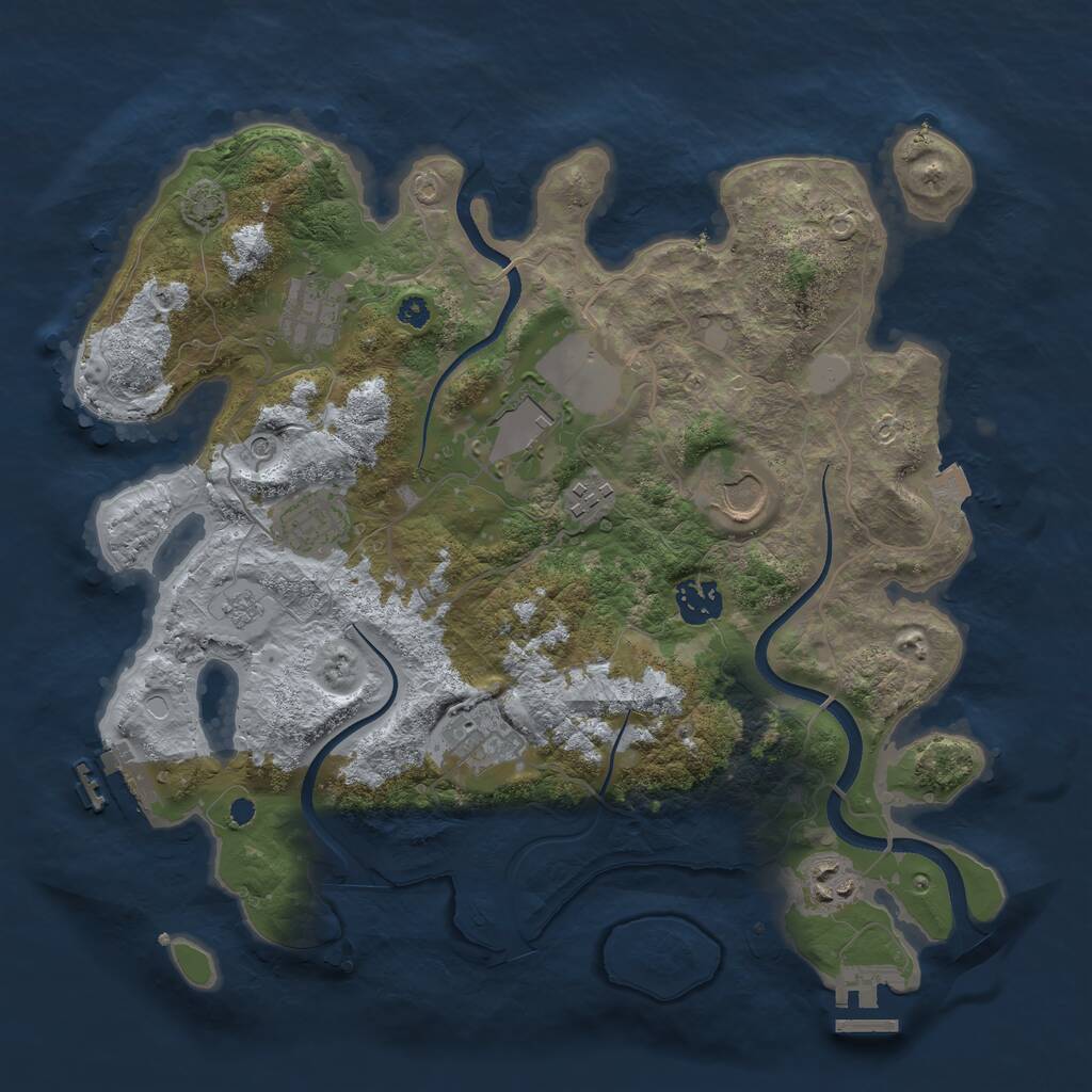 Rust Map: Procedural Map, Size: 3500, Seed: 2142854527, 14 Monuments