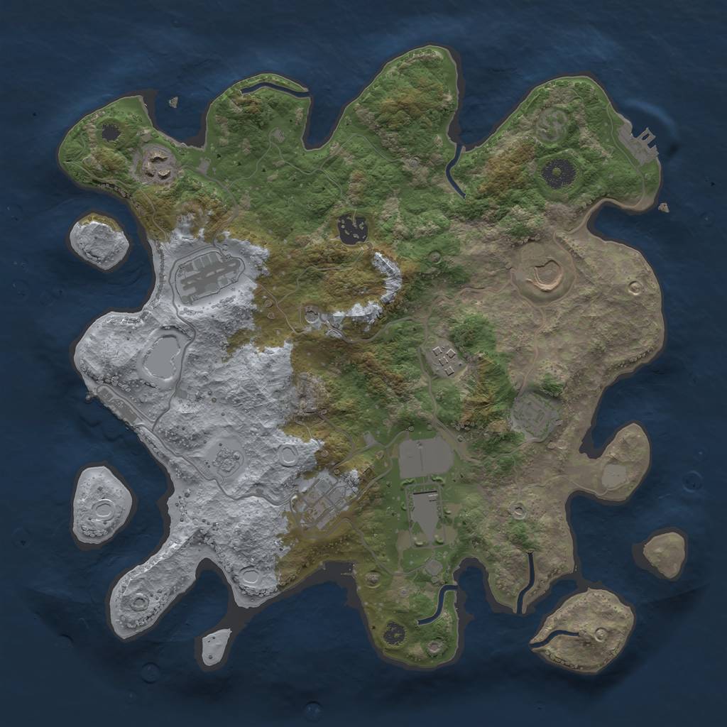 Rust Map: Procedural Map, Size: 3500, Seed: 1732959465, 17 Monuments