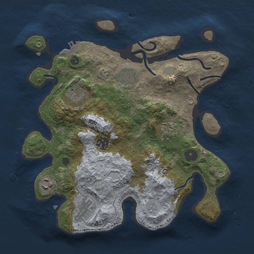 Rust Map: Procedural Map, Size: 3000, Seed: 32378, 14 Monuments