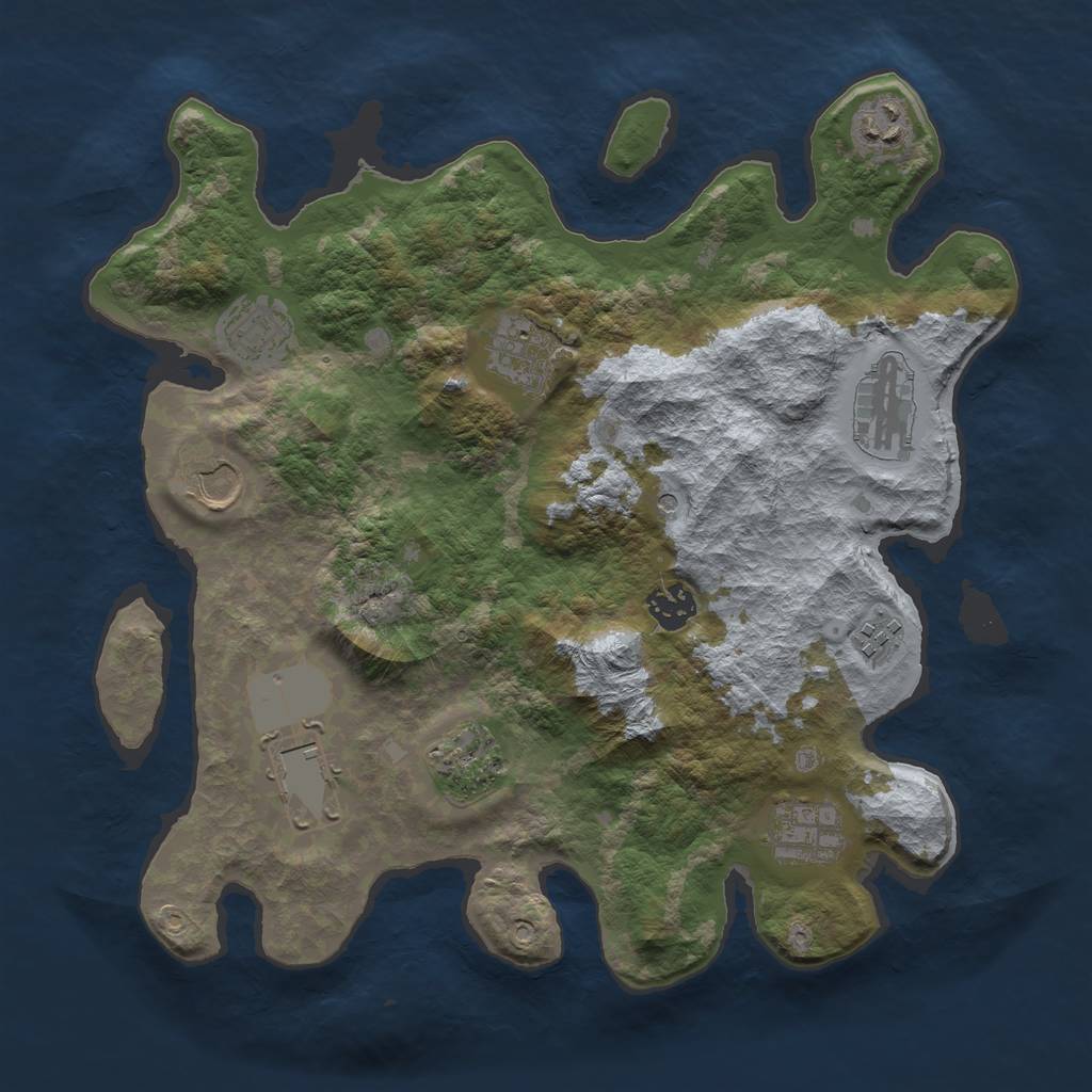 Rust Map: Barren, Size: 3500, Seed: 1714150893, 13 Monuments