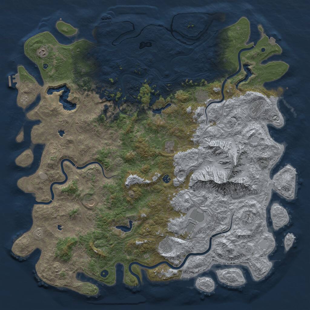 Rust Map: Procedural Map, Size: 6000, Seed: 37561, 17 Monuments