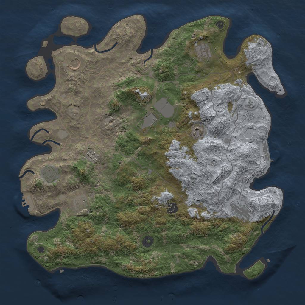 Rust Map: Procedural Map, Size: 4000, Seed: 886874566, 18 Monuments
