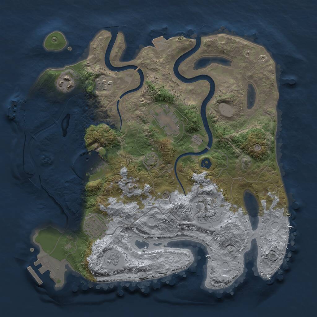Rust Map: Procedural Map, Size: 3000, Seed: 297137310, 12 Monuments