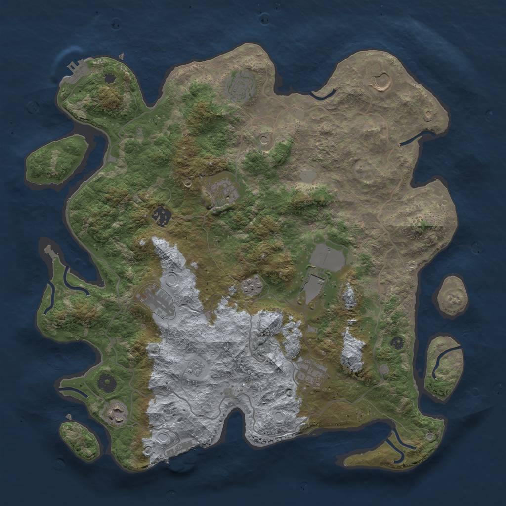 Rust Map: Procedural Map, Size: 4000, Seed: 1304054758, 18 Monuments