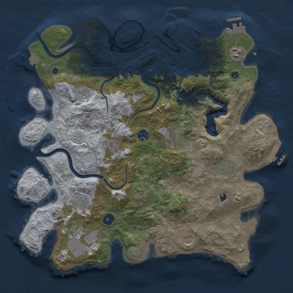 Rust Map: Procedural Map, Size: 4000, Seed: 35964718, 17 Monuments